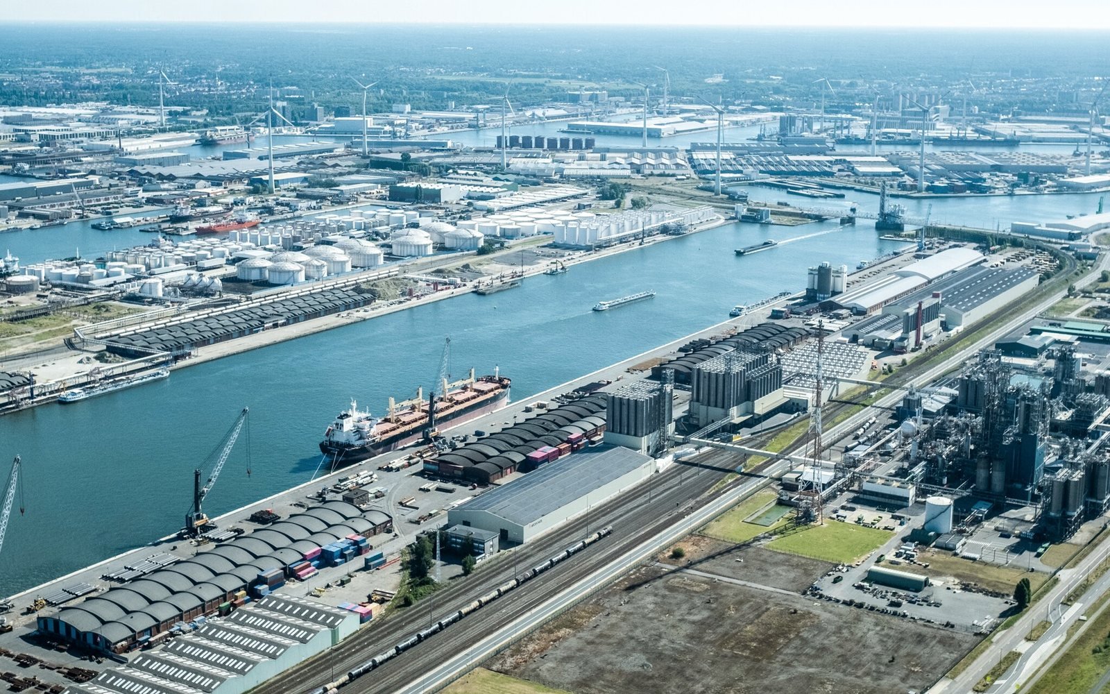 Port and industrial infrastructure in Antwerp, Belgium